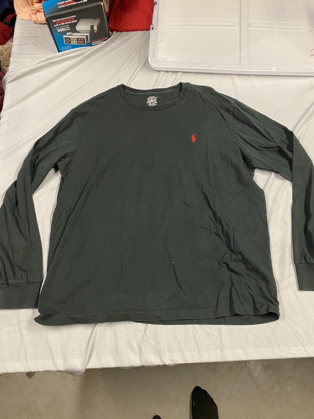 POLO Ralph Lauren Mens Long Sleeve Crew Neck T-Shirt Size XL, Black